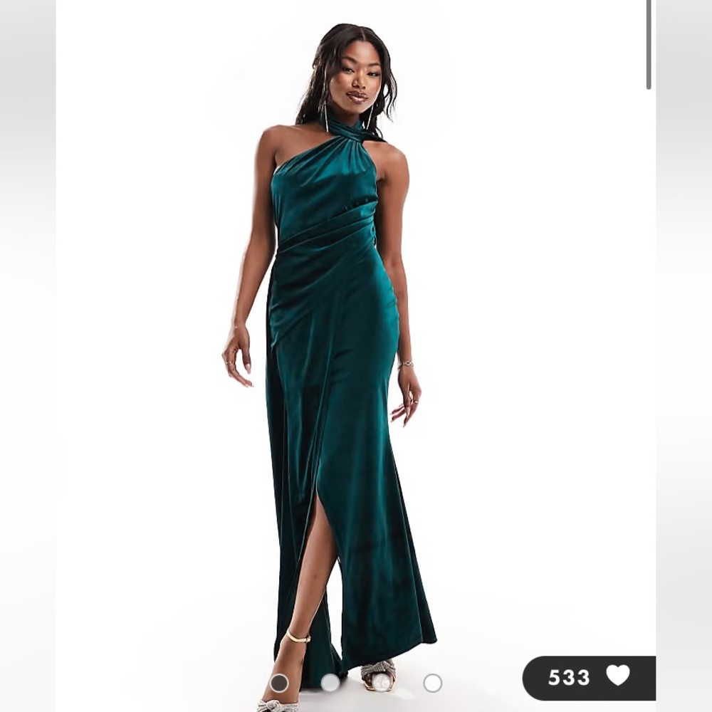 ASOS green velvet formal dress. NWT